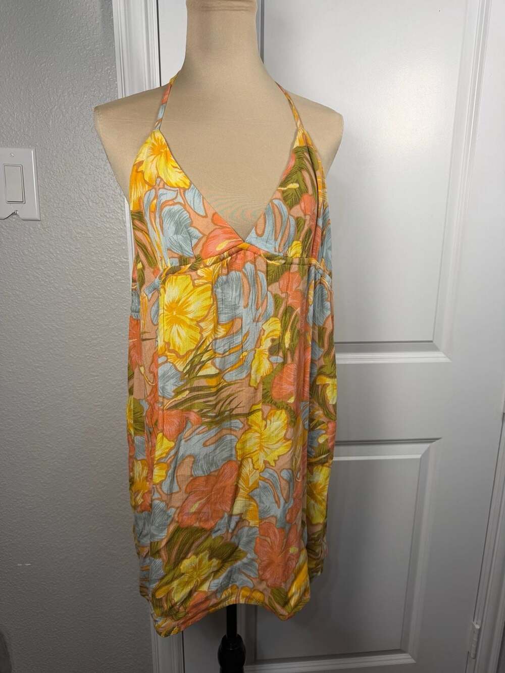 Volcom Floral Print Halter Neck Summer Dress